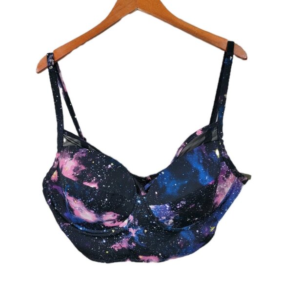 Torrid Swim Bikini Top Plus 3 3X Galaxy Strappy Push Up Balconette Underwire Bra - Picture 1 of 8